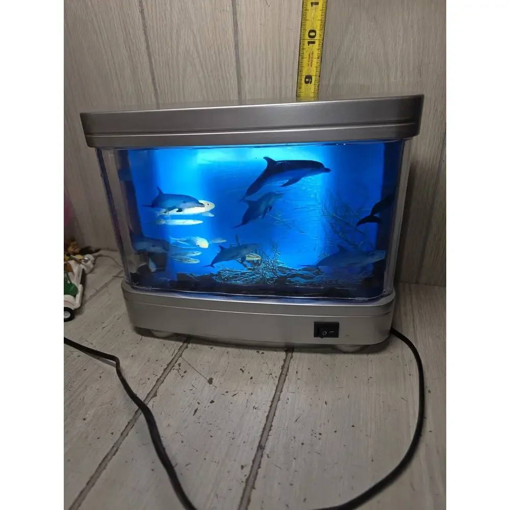 Vtg Artificial Dolphin Decorative Moving Aquarium Lamp Virtual Ocean Motion